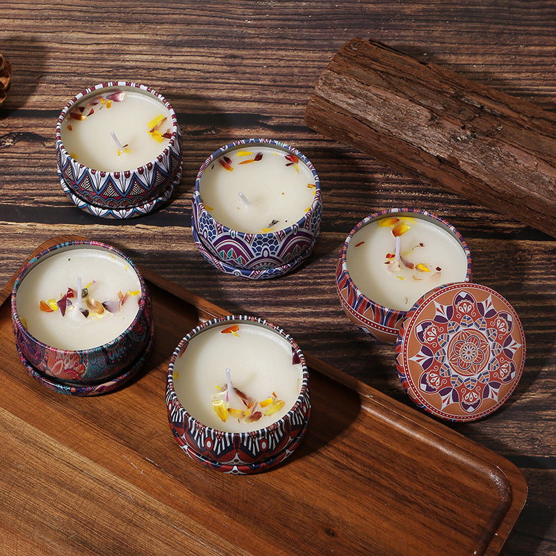 Cross-border Southeast Asia Tinplate Can Indoor Dried Flowers Aromatherapy Candle Birthday Gift Fragrance Expansion Creative Fragrance Candle