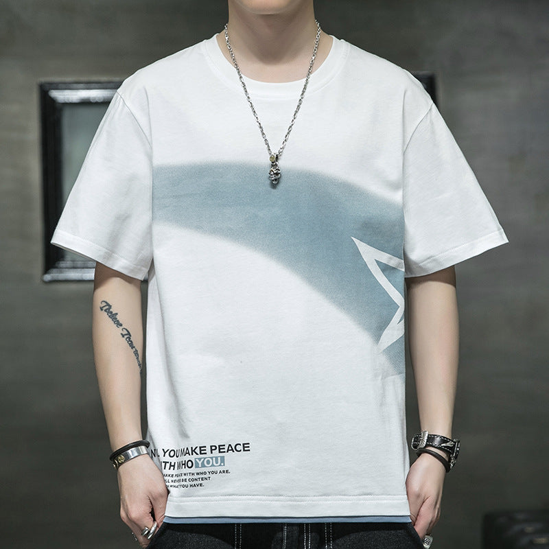 Graphic streetwear t-shirt available in multiple colors – featuring an abstract line design, text elements, soft breathable fabric, and stylish modern appeal.