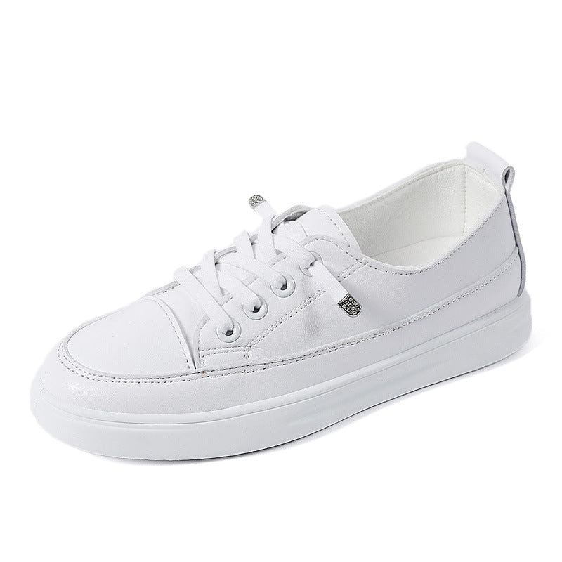 Flat Bottom Women's Sneakers Summer Versatile Low Cut Korean Style Popular White Shoes Round Toe Rubber Outsole Comfortable Casual Shoes