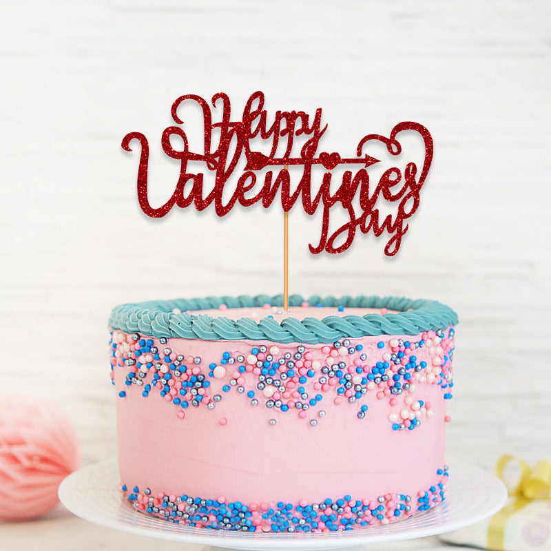 Valentine's Day Happy Valentine's Day Cake Card Insertion Valentine's Day Birthday Cake Decoration