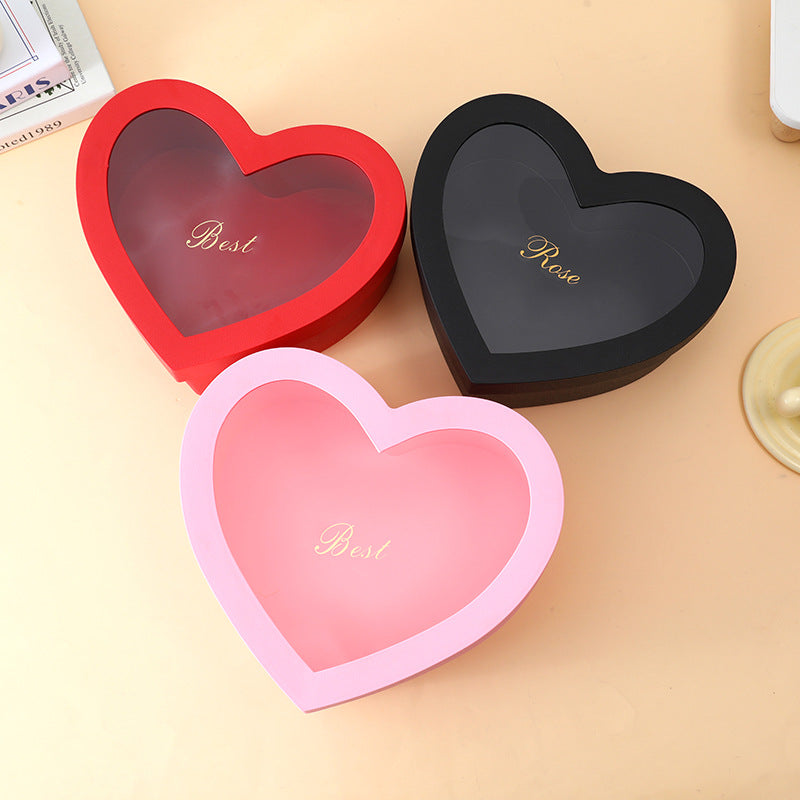 Valentine's Day Gift Love Gift Box In Stock PVC Plastic Waterproof Packaging Box Creative Window Flower Box