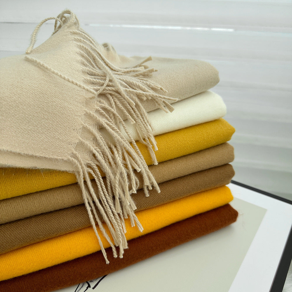 Women's Scarf Solid Color Cashmere-like 2024 Autumn And Winter New Fashion High-end Mid-length Warm Scarf Shawl Scarf