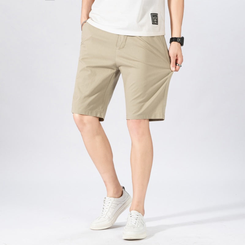 New Summer Port Pants Casual Shorts Men's Tooling Washed Cotton Solid Color Five Point Beach Pants Casual Pants