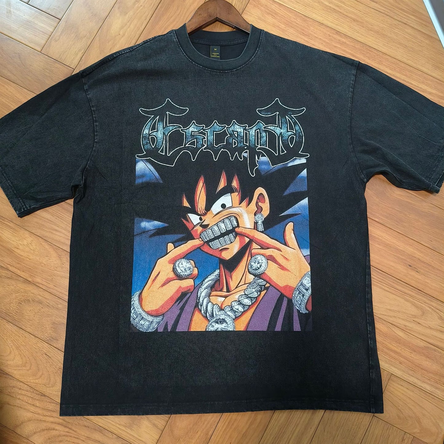 American Retro High Street Washed Old Cartoon Printed Short Sleeve T-Shirt Men's Hip Hop Hiphop Loose Top