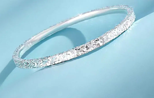 Explosions Ice Ice Foot Silver 9999 Sterling Silver Bracelet No Fading Women's Solid Niche Bracelet Tanabata Valentine's Day Gift