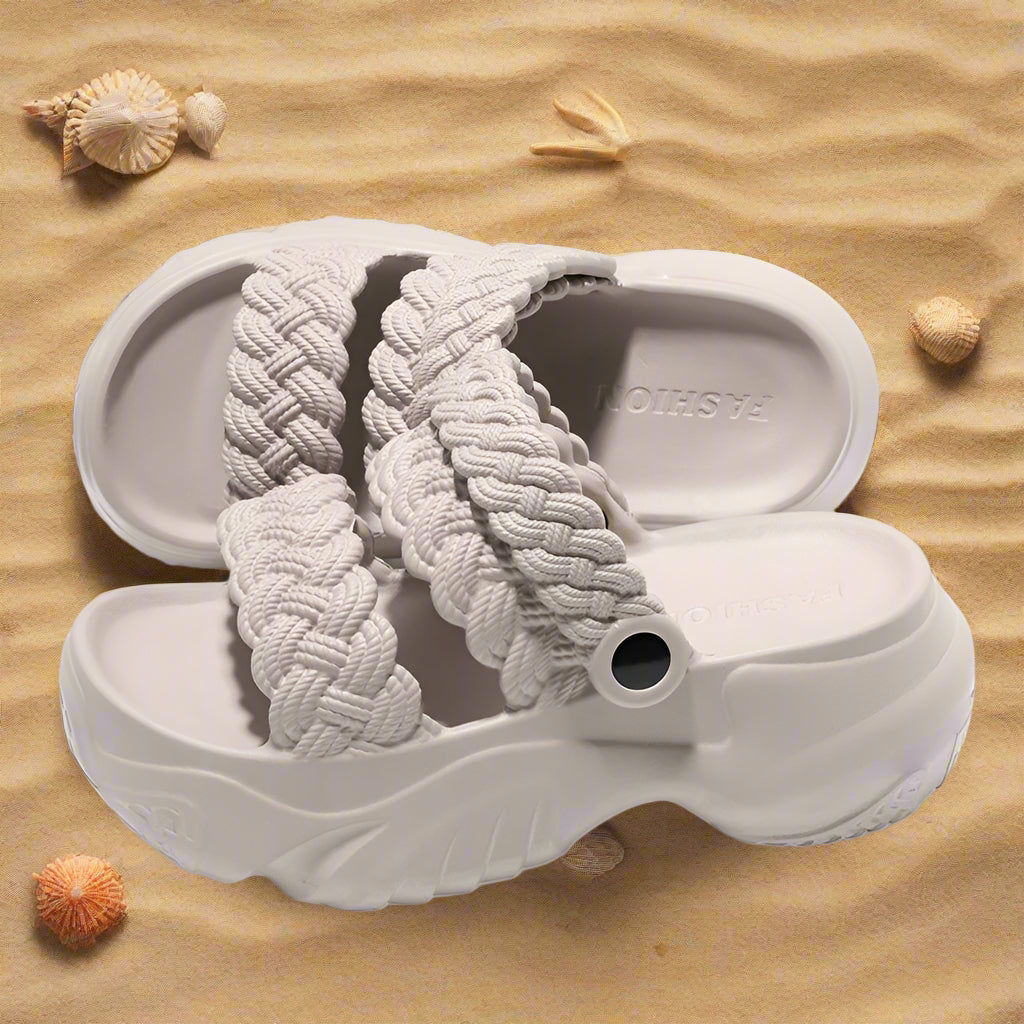 Increased Thick-soled Women's Sandals And Slippers Cross-border EVA Wear Wholesale 7cm Braided Sandals Summer Step On Excrement Feeling To Work