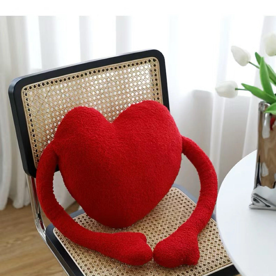 Nordic Ins Heart-Shaped Velvet Girly Heart Love Pillow Waist Pillow Cute Sofa Cushion Wedding Tanabata Gift