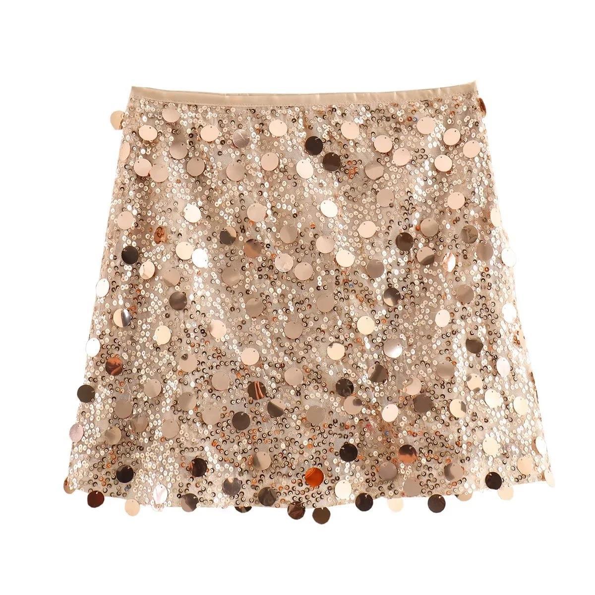 Foreign Trade 2023 New Winter Women's Clothing European And American Style Sequin Hip-covering Skirt Mini Sexy Skirt