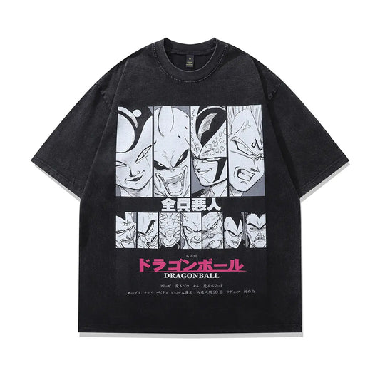 American Cartoon Direct Injection Printing Heavy Small Neckline Washed Distressed Short Sleeve T-shirt Men And Women Retro Half Sleeve Tee