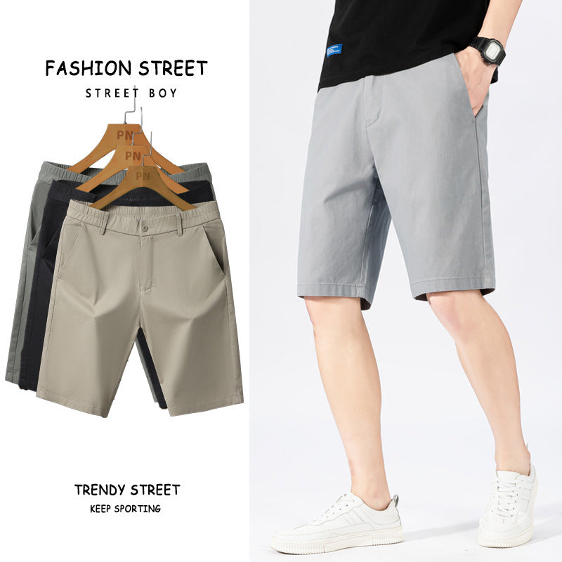 New Summer Port Pants Casual Shorts Men's Tooling Washed Cotton Solid Color Five Point Beach Pants Casual Pants