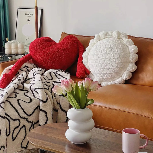 Nordic Ins Heart-Shaped Velvet Girly Heart Love Pillow Waist Pillow Cute Sofa Cushion Wedding Tanabata Gift