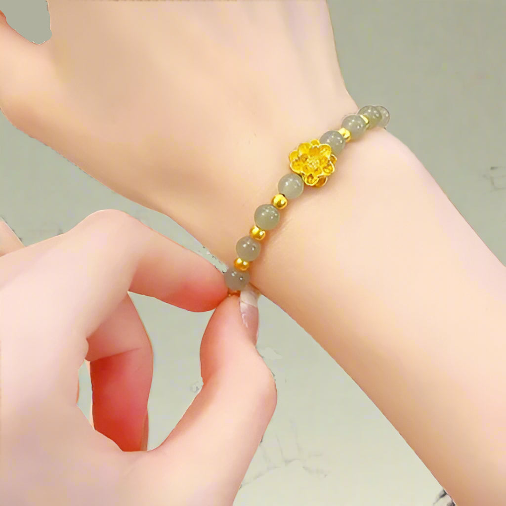 Lotus Bracelet 2024 Women's Light Luxury Imitation Hetian Jade Bracelet 618 Valentine's Day Birthday Gift For Girlfriend