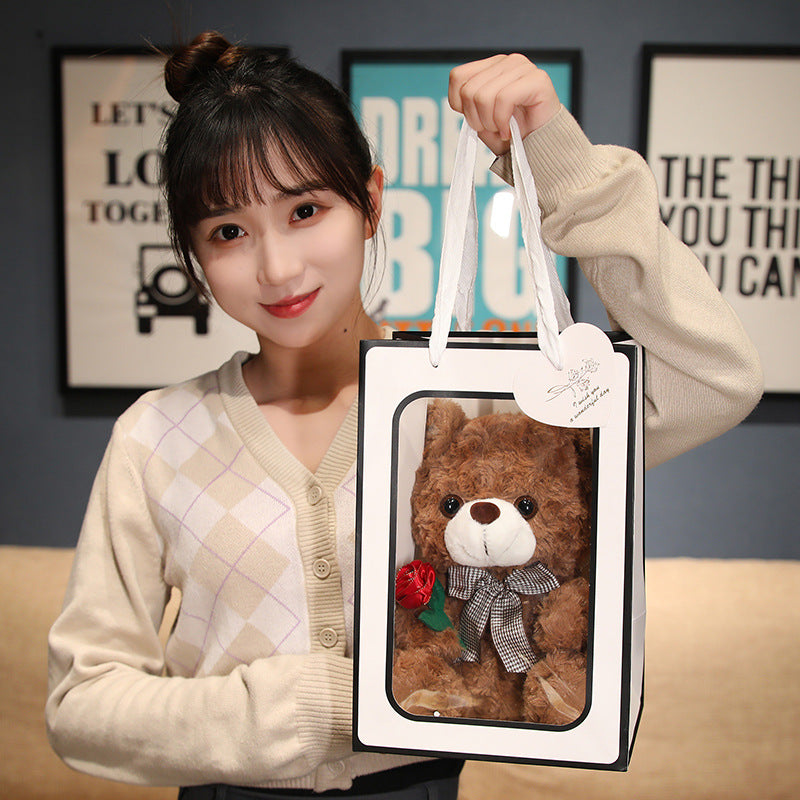 New Rose T-shirt Teddy Bear Doll Valentine's Day Gift For Girls Cross-border Plush Teddy Bear Rag Doll
