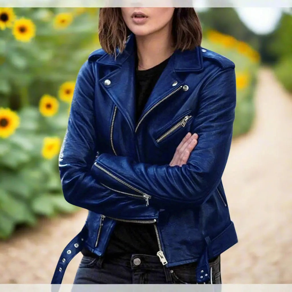 Cross-border Spring And Autumn Plus Size Women's Short Women's Leather Jacket European And American PU Motorcycle Wear Slim Winter Clothes Wallet Overcome