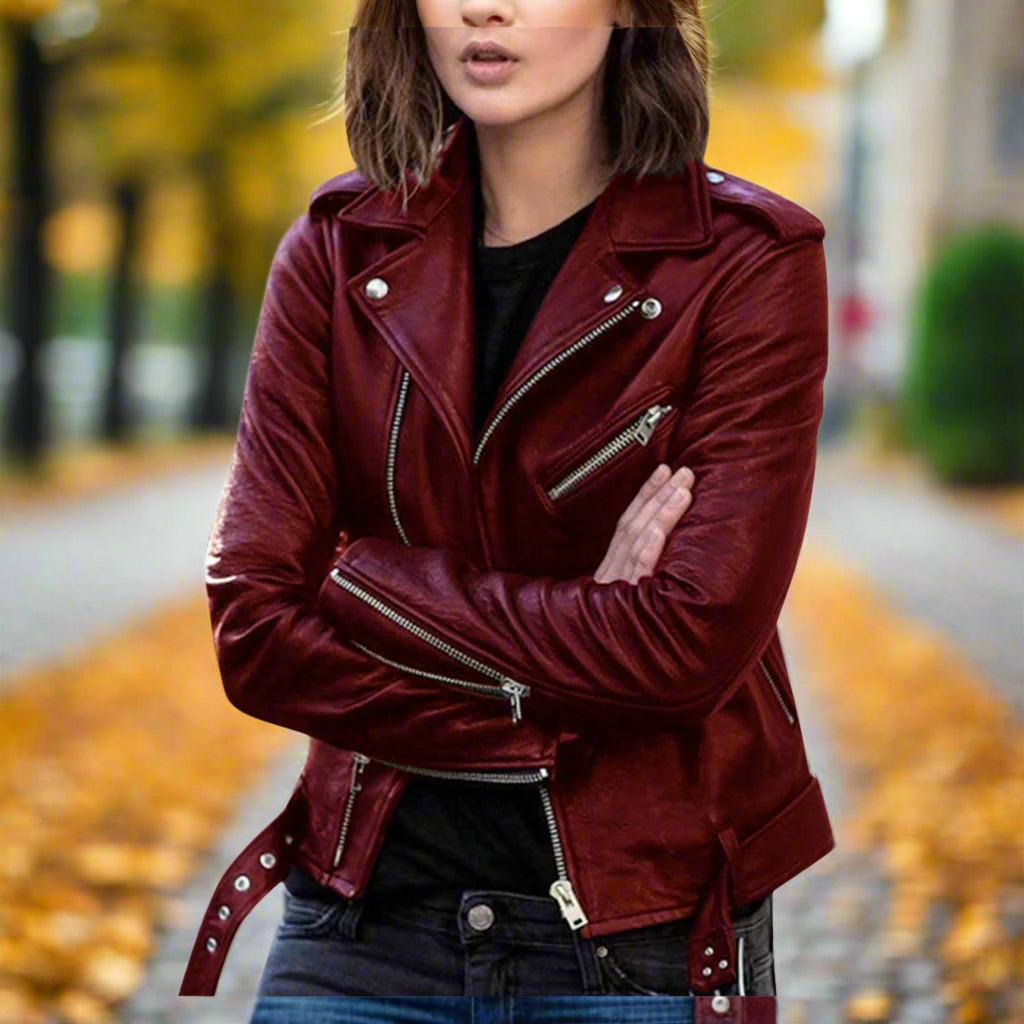 Cross-border Spring And Autumn Plus Size Women's Short Women's Leather Jacket European And American PU Motorcycle Wear Slim Winter Clothes Wallet Overcome