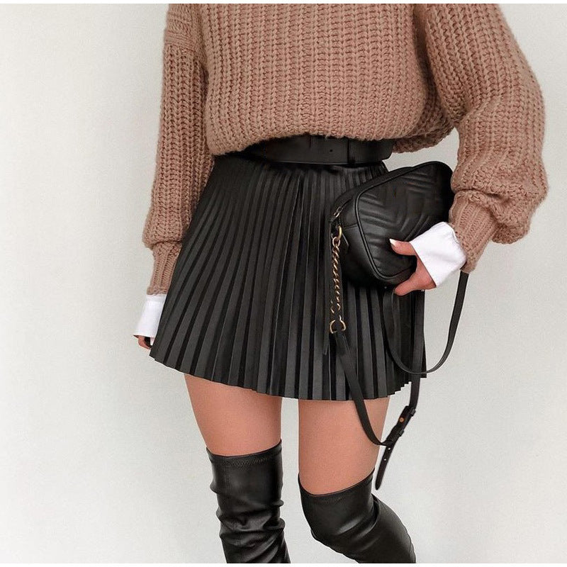 2023 Cross-border Amazon Autumn And Summer Women's Skirt European And American Fashion Women's Pleated Slim Sexy Short Skirt