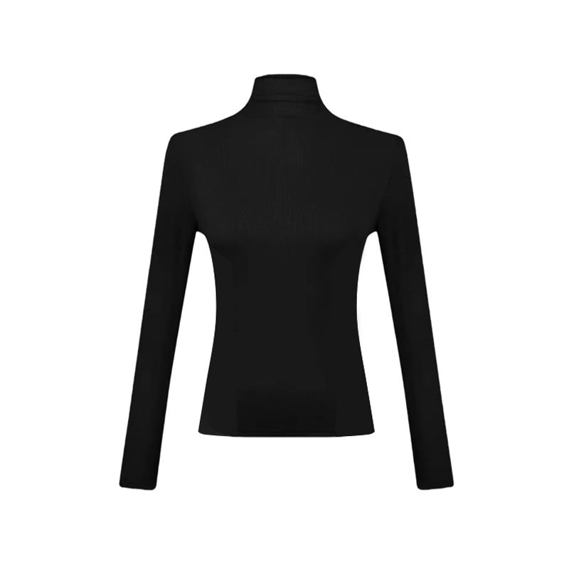 Liu Shishi With Black Turtleneck Sweater Women's Autumn And Winter New Long Sleeve Tight Bottoming Shirt Slim Top