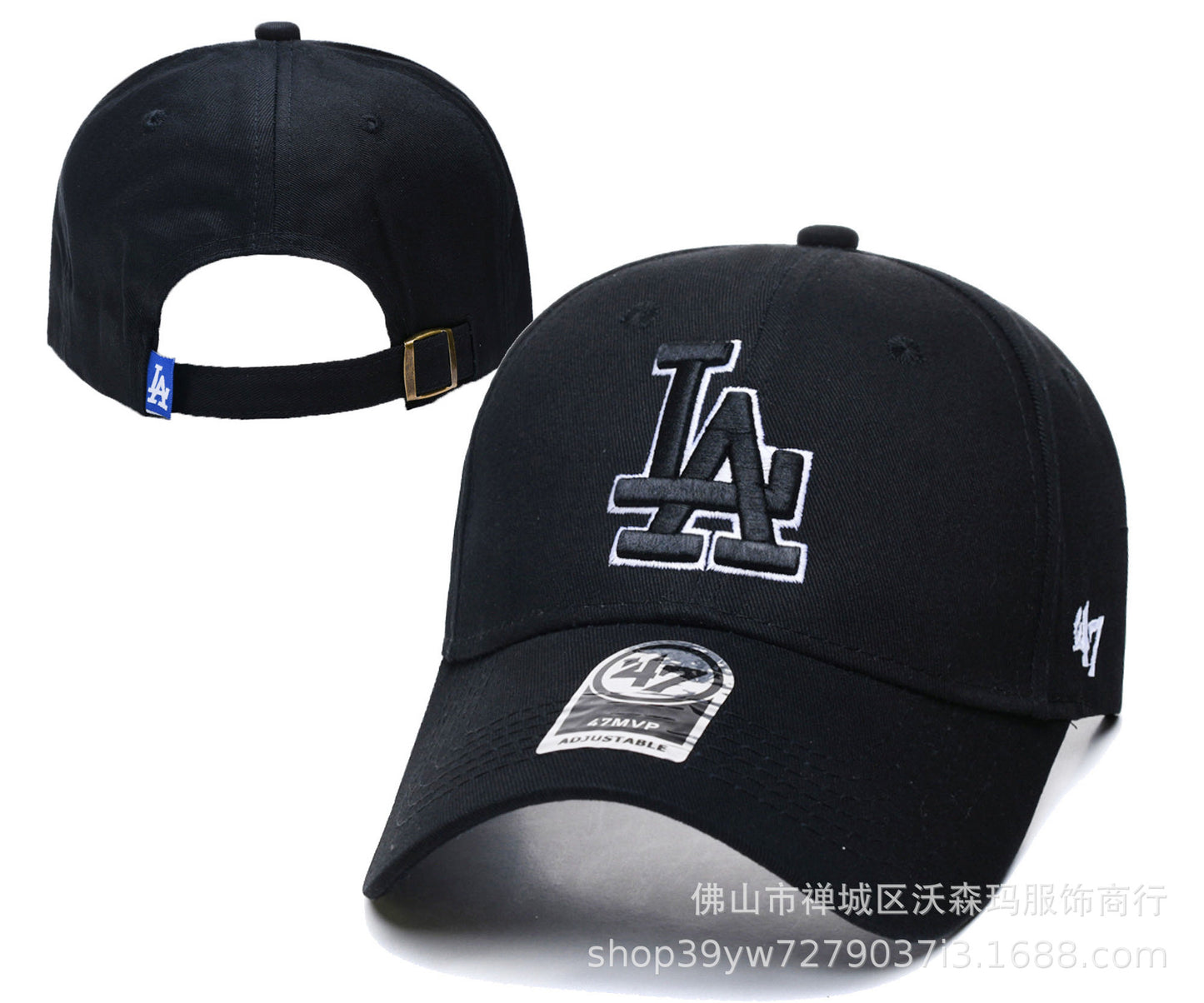 Baseball Hat Men's Hard Top Large Standard Ny Embroidery La Peaked Cap Black Curved Brim Hat Velcro Female Tide