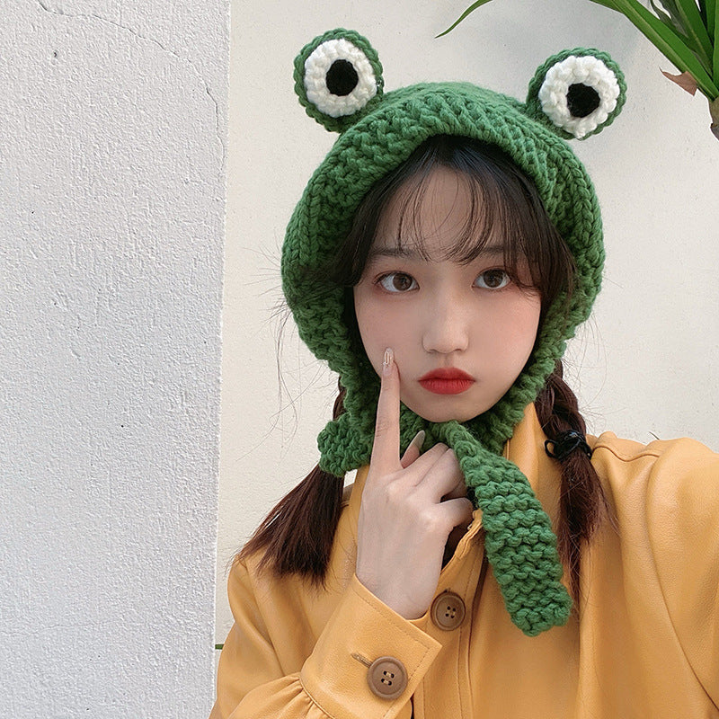Frog Hat Autumn And Winter Cute Knitted Wool Hat