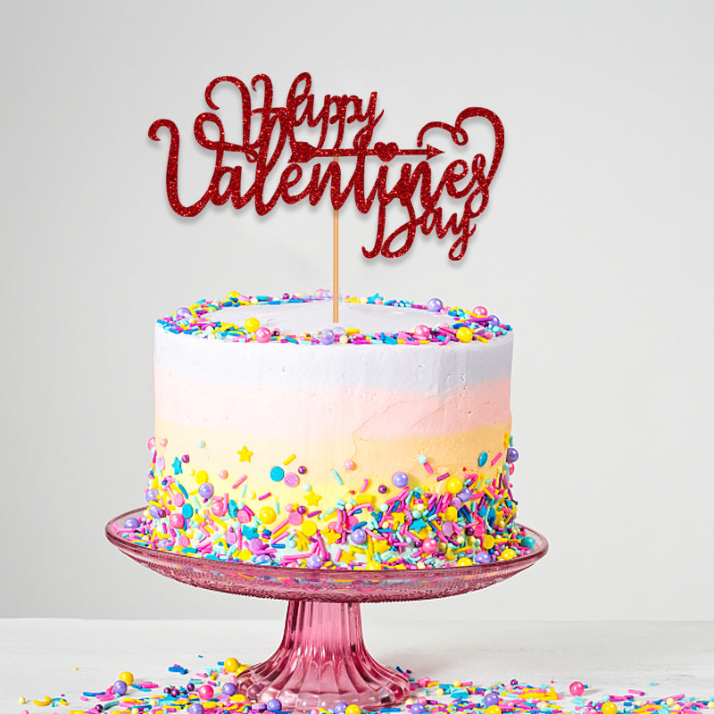 Valentine's Day Happy Valentine's Day Cake Card Insertion Valentine's Day Birthday Cake Decoration