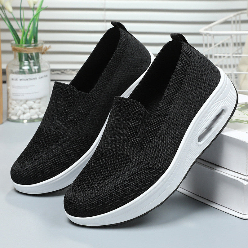 2025 Spring New Women's Shoes Cross-border Temu Slip-on Rocking Shoes Thick Sole Air Cushion Casual Shoes