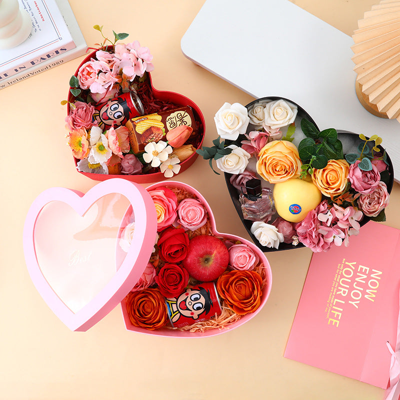 Valentine's Day Gift Love Gift Box In Stock PVC Plastic Waterproof Packaging Box Creative Window Flower Box