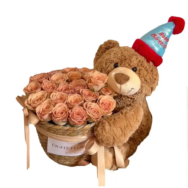 Graduation Gift Eternal Flower Doll Bear Hugging Flower Birthday Gift For Girls Teddy Bear Hugging Bucket For Girls