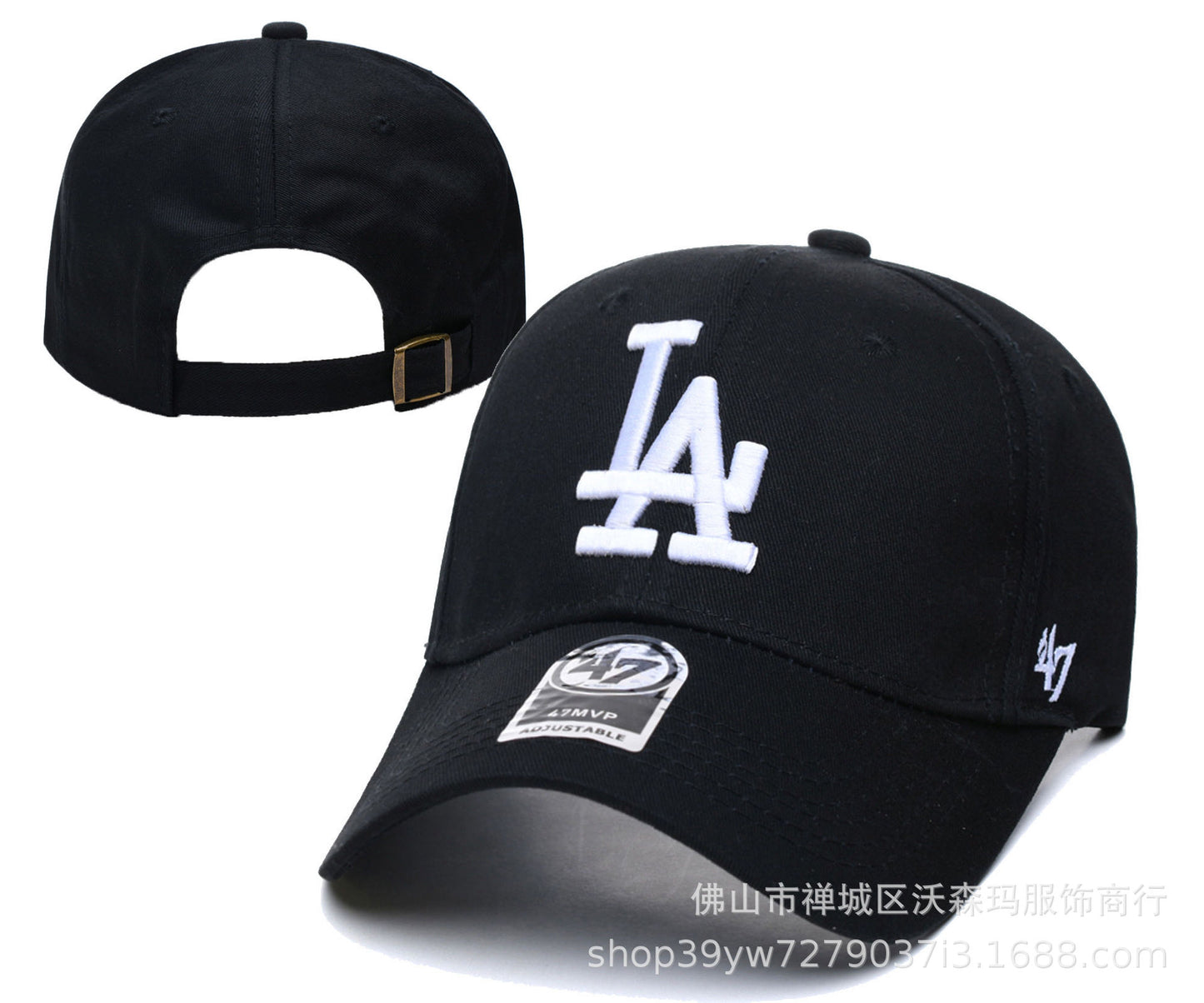 Baseball Hat Men's Hard Top Large Standard Ny Embroidery La Peaked Cap Black Curved Brim Hat Velcro Female Tide