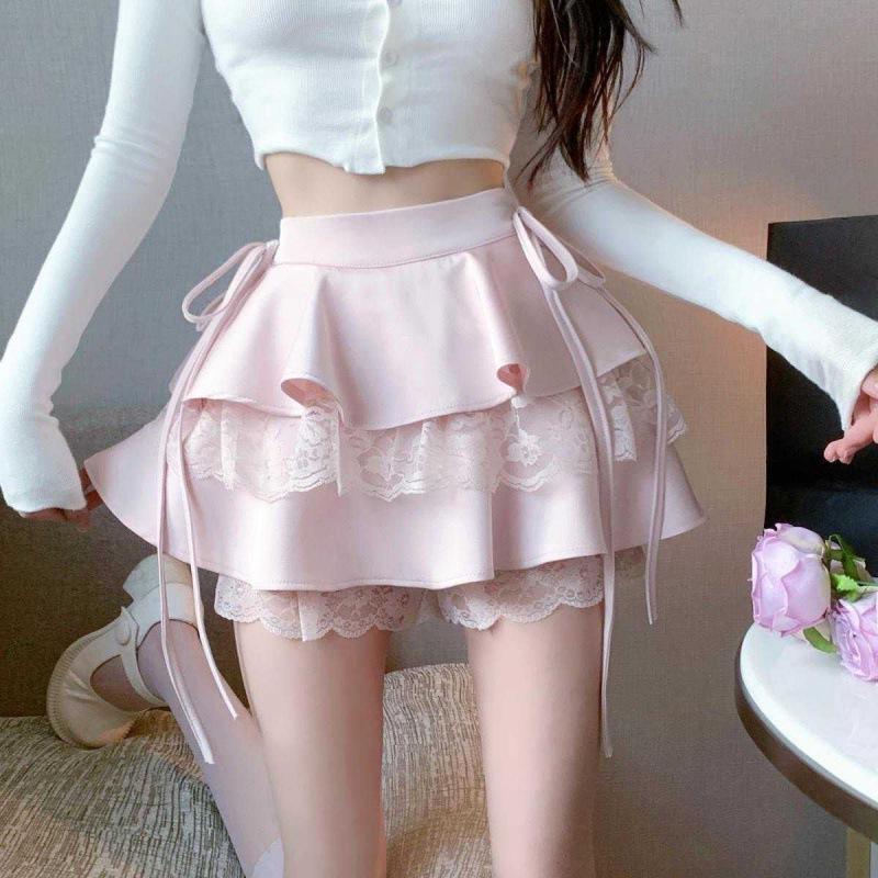Puffy Bust Pants Skirt Women's Spring And Summer Mesh Stitching High Waist Slimming Cake Skirt Design Sense Niche A- Line Short Skirt
