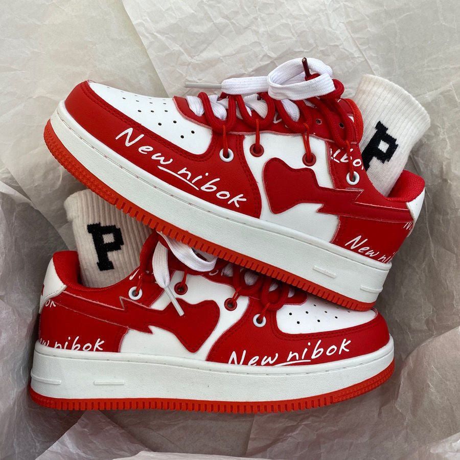Klein Blue Niche Design Love Casual Sneakers Female Ins Hong Kong Style College Trend All-match Student Sneakers