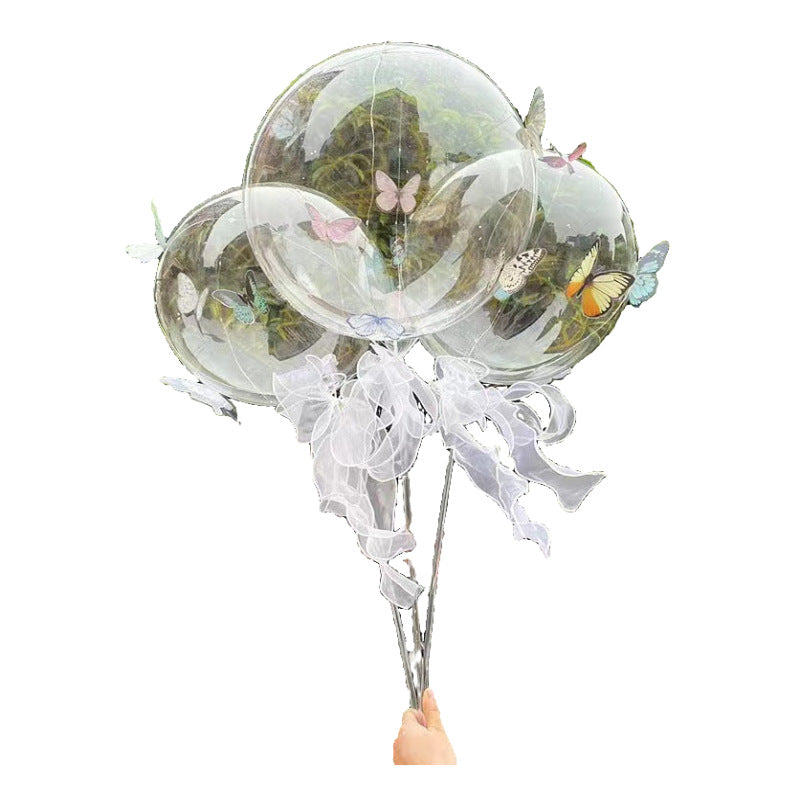 Butterfly With Light Transparent Wave Ball Flashing Light Balloon Valentine's Day Girl Gift Decoration Night Market Stall Toys Wholesale