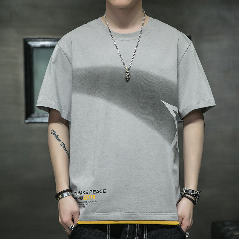 Graphic streetwear t-shirt available in multiple colors – featuring an abstract line design, text elements, soft breathable fabric, and stylish modern appeal.