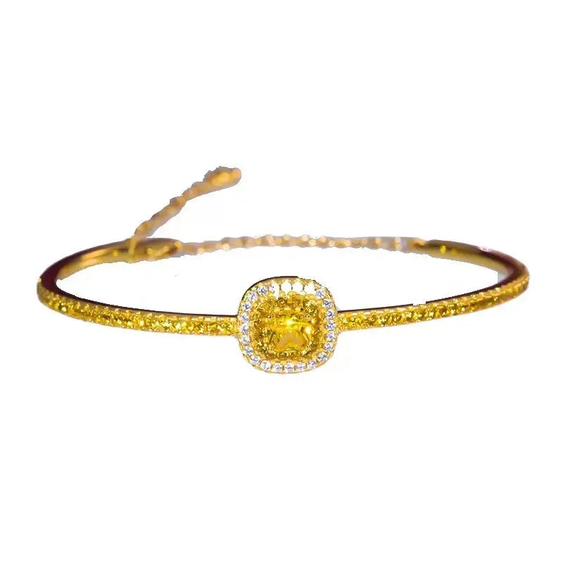 Small Square Sugar Citrine Bracelet Light Luxury Flash Moissanite High-end Sense Exquisite 520 Valentine's Day Gift For Girlfriend