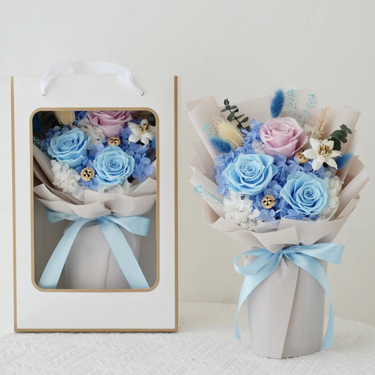 Blue Bouquet Immortal Bouquet Finished High Sense Bouquet Teacher's Day Gift Tanabata Gift