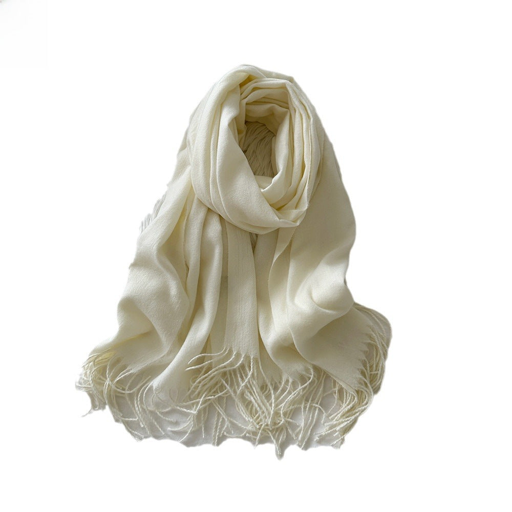 Women's Scarf Solid Color Cashmere-like 2024 Autumn And Winter New Fashion High-end Mid-length Warm Scarf Shawl Scarf