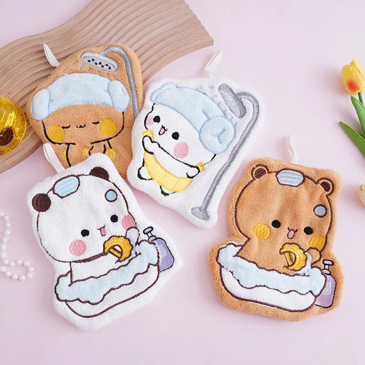 Cute Bath Time Animal Hanging Hand Towel – Soft Absorbent Plush Towel