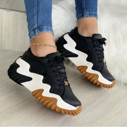 New Style Inner Heightened European And American Thick-soled Muffin With Casual Lace-up Shoes Large Size Women's Shoes
