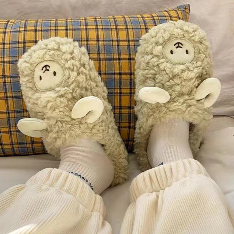 Cotton Slippers Bag With Women Autumn And Winter Indoor Home Couples Wear Cartoon Cute Thick Bottom Warm Cotton Shoes Men Winter
