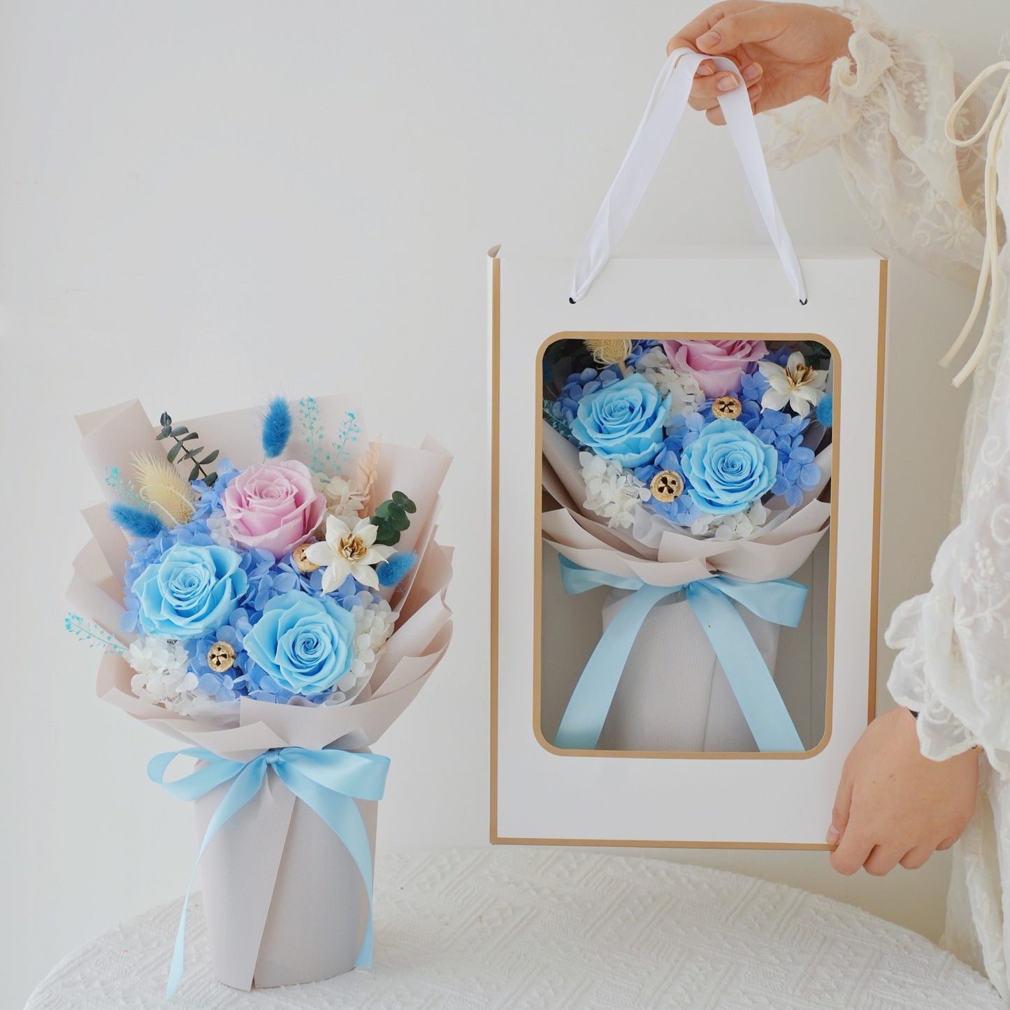 Blue Bouquet Immortal Bouquet Finished High Sense Bouquet Teacher's Day Gift Tanabata Gift