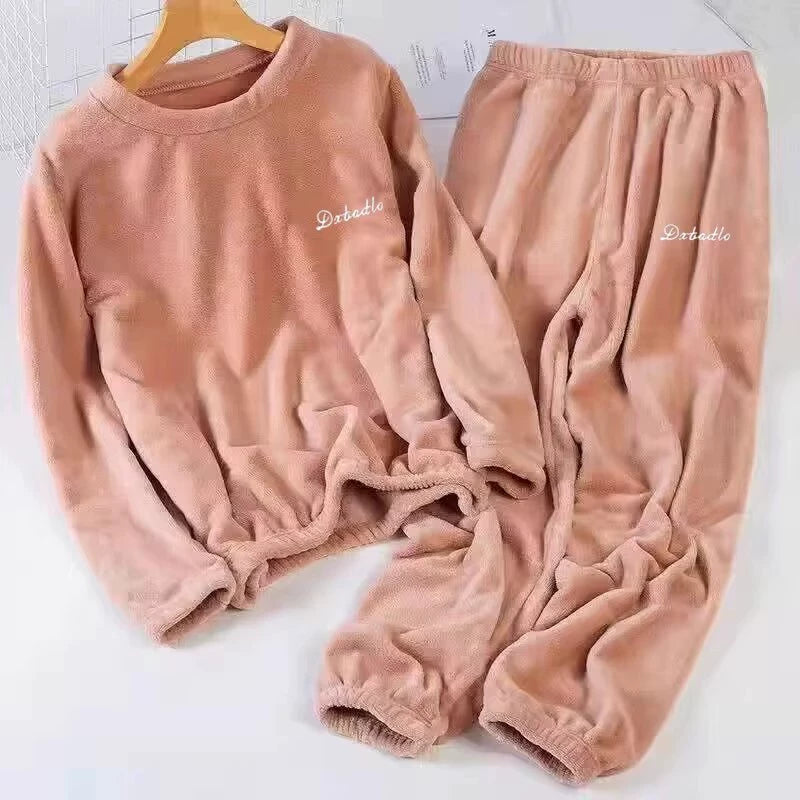 Clearance Couple Warm Suit Women's Plus Size Home Clothes Coral Velvet Lazy Plus Velvet Casual Pants Suit Warm Outer Wear