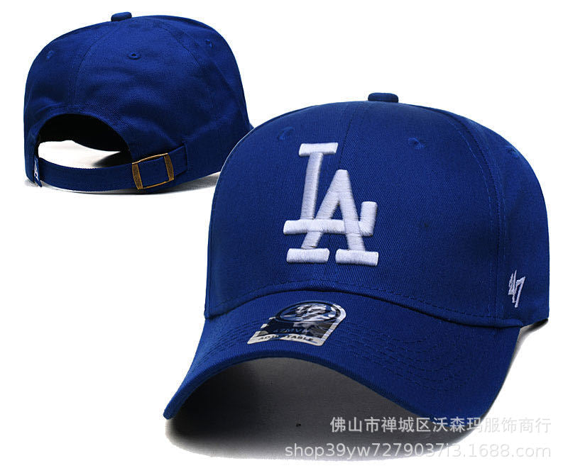 Baseball Hat Men's Hard Top Large Standard Ny Embroidery La Peaked Cap Black Curved Brim Hat Velcro Female Tide