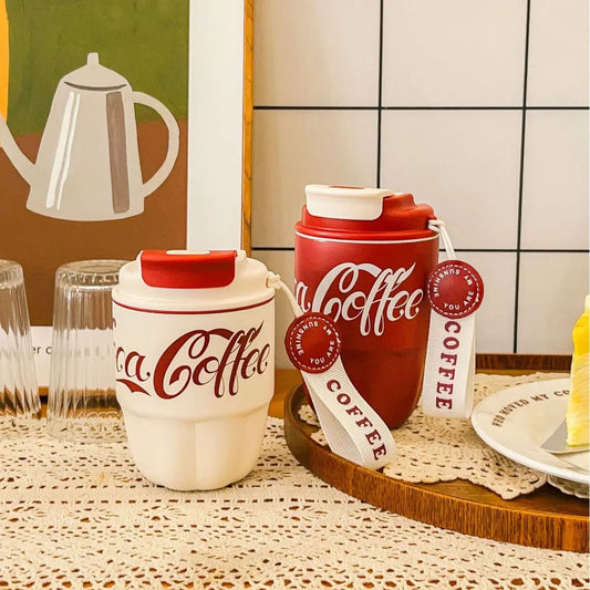 New Internet Celebrant Pumpkin Cup 304 Stainless Steel American Coffee Cup Car Simple Portable Lanyard Women's Thermos Cup