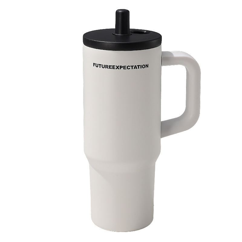 Cross-border 316 Stainless Steel Thermos Cup Large Capacity Handle Straw Cup Portable Straw Car Cup Manufacturers Wholesale