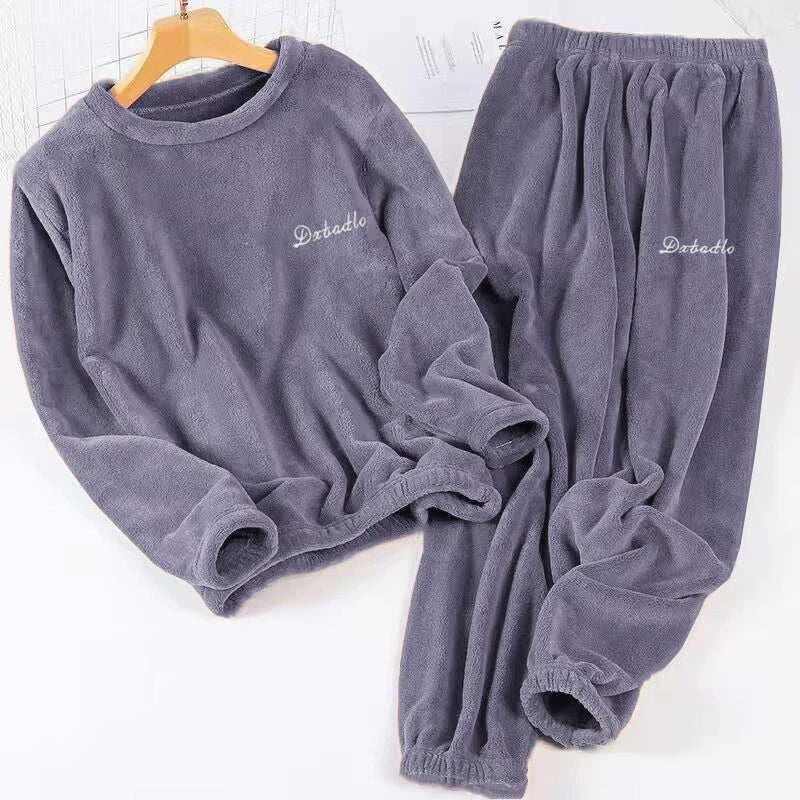 Clearance Couple Warm Suit Women's Plus Size Home Clothes Coral Velvet Lazy Plus Velvet Casual Pants Suit Warm Outer Wear
