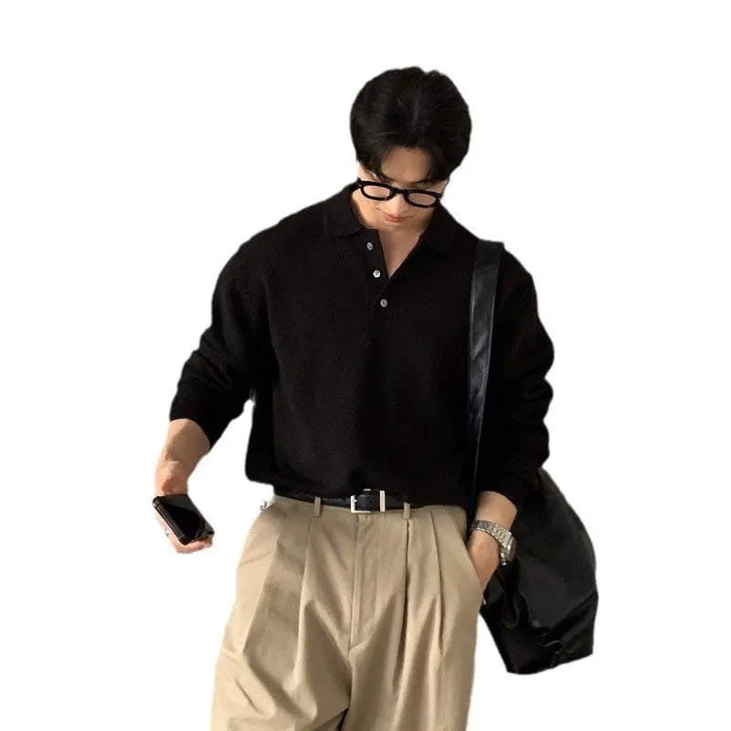 New Fashion Korean Trendy Spring And Autumn Pullover Sweater Handsome Casual Loose Old Money Style Knitted Top