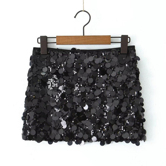 Foreign Trade 2023 New Winter Women's Clothing European And American Style Sequin Hip-covering Skirt Mini Sexy Skirt