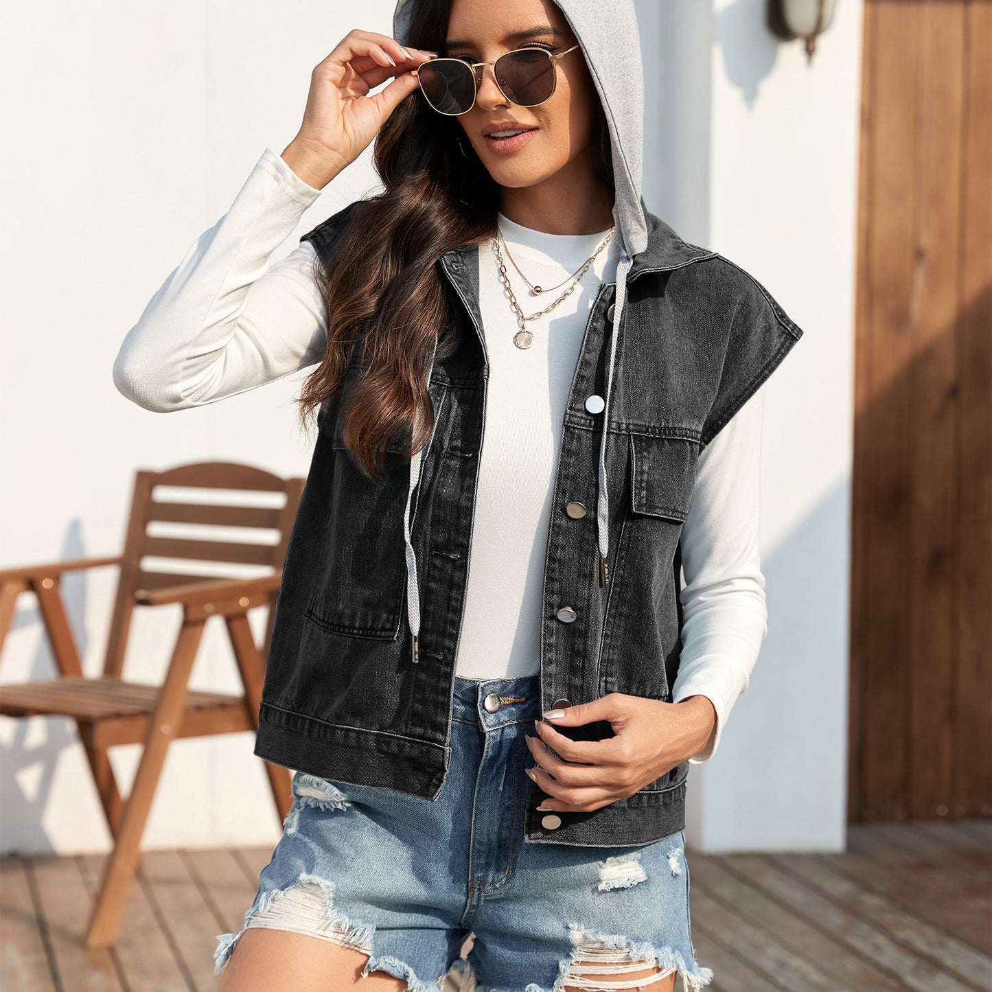 EBay European And American Cross-border Women's Clothing Summer Amazon Independent Station New Washed One Breasted Denim Vest Waistcoat Fashion