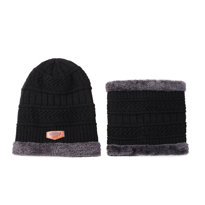 Hat Men's Winter Knitted Wool Hat Fleece-lined Thickened Korean Style Fashionable Warm Cold-proof Cycling Autumn And Winter Men's Cotton Hat