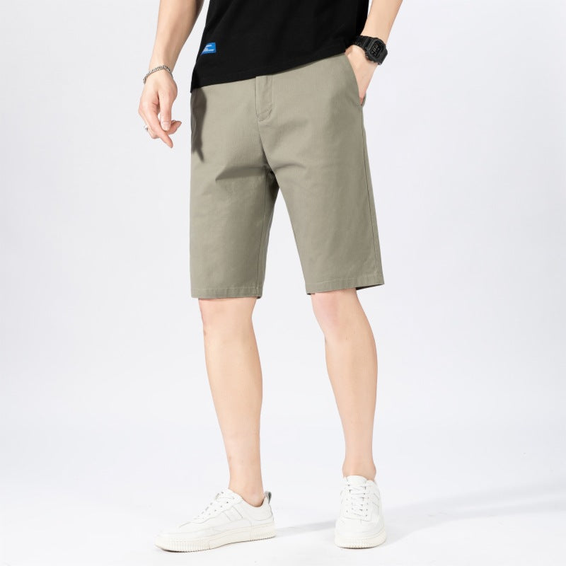 New Summer Port Pants Casual Shorts Men's Tooling Washed Cotton Solid Color Five Point Beach Pants Casual Pants