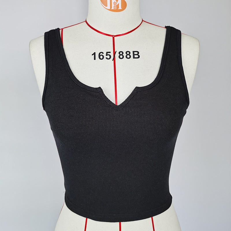 Trendy slim-fit crop camisole vest in apricot, white, coffee, and light grey – sleek, comfortable, and stylish for versatile outfits.